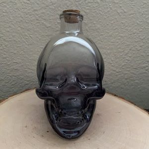 Black Glass Skull Canister Bottle Halloween Decor